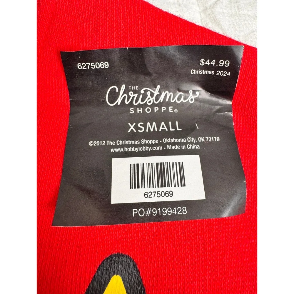 Christmas Embroidered Hello Kitty Merry Bright Long Sleeve Sweatshirt Red XS‎